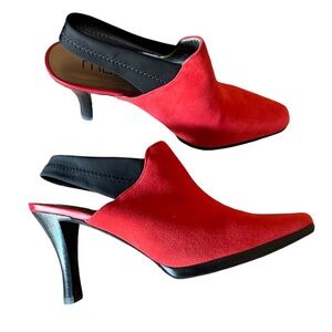 Red Suede mule shoe size 7.5 M